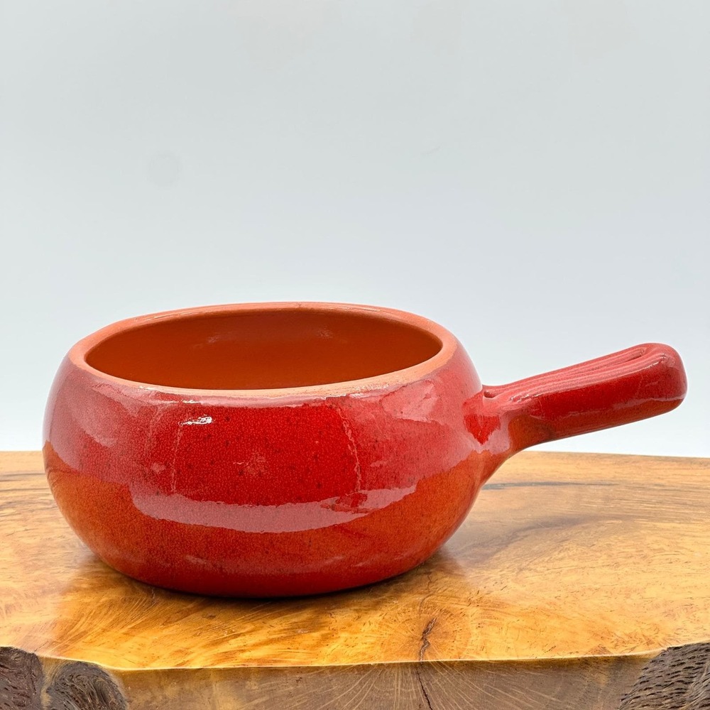 De Silva Red Ceramic Handled Ramekin Soup Bowl Made in Italy Terracotta